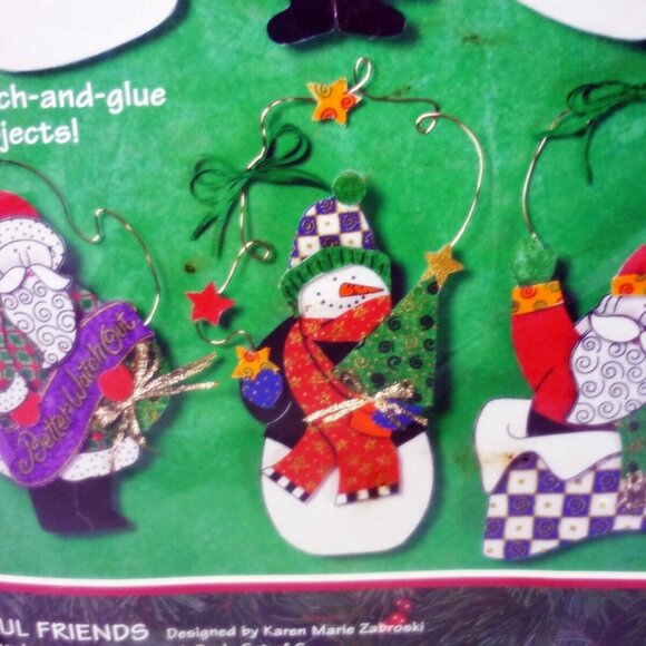 Sunset Christmas Ornament Sewing Kit Fanciful Friends Santa Snowman 18125 - Picture 3 of 6